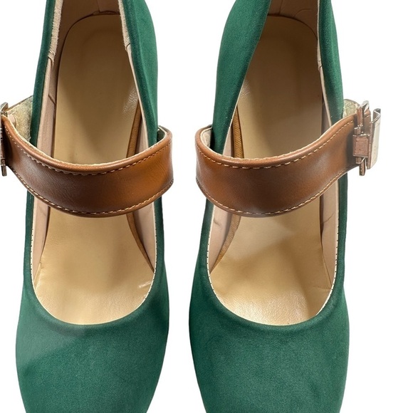 Women's green Round Toe Platform Pumps Chunky High Heel Buckle size US 6 - Picture 4 of 12